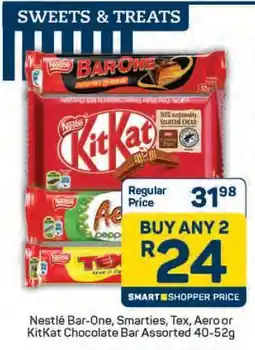 Pick n Pay Nestlé Bar-One, Smarties, Tex, Aero or KitKat Chocolate Bar Assorted 40-52g offer