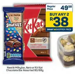 Pick n Pay Nestlé Milkybar, Aero or Kit Kat Chocolate Bar Assorted 80/88g offer