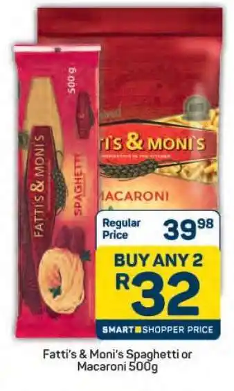 Pick n Pay Fatti's & Moni's Spaghetti or Macaroni 500g offer