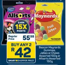 Pick n Pay Beacon Maynards Gummies, Jellies or Chews Assorted 100g or Allsorts Assorted 150g offer