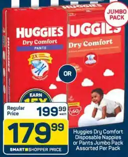 Pick n Pay Huggies Dry Comfort Disposable Nappies or Pants Jumbo Pack Assorted Per Pack offer