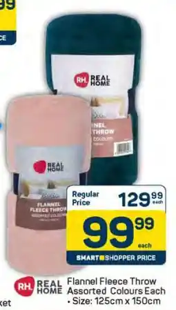 Pick n Pay Flannel Fleece Throw Assorted Colours Each offer