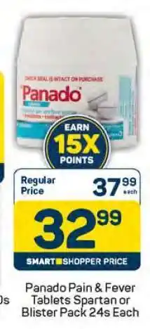 Pick n Pay Panado Pain & Fever Tablets Spartan or Blister Pack 24s Each offer