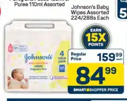 Pick n Pay Johnson's Baby Wipes Assorted 224/288s Each offer