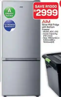 Pick n Pay Hypermarket AIM Silver Midi Fridge with Bottom Freezer offer