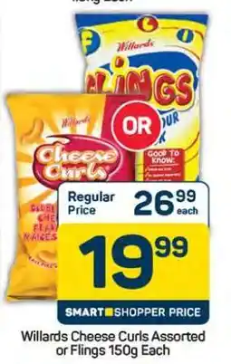 Pick n Pay Hypermarket Willards Cheese Curls Assorted or Flings 150g Each offer