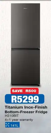 OK Furniture Titanium Inox-Finish Bottom-Freezer Fridge offer