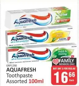 KitKat Cash and Carry Aquafresh Toothpaste Assorted 100ml offer