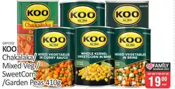 KitKat Cash and Carry KOO Chakalaka/Mixed Veg/SweetCorn/Garden Peas 410g offer