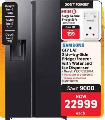 Makro Samsung 617 L AI Side-by-Side Fridge/Freezer with Water and Ice Dispenser offer