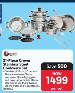 Makro 21-Piece Crown Stainless Steel Cookware Set offer