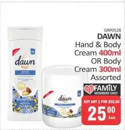 KitKat Cash and Carry DAWN Hand & Body Cream 400ml OR Body Cream 300ml offer
