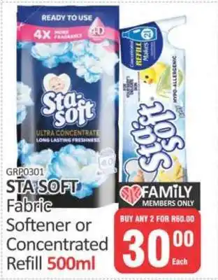 KitKat Cash and Carry STA SOFT Fabric Softener or Concentrated Refill 500ml offer