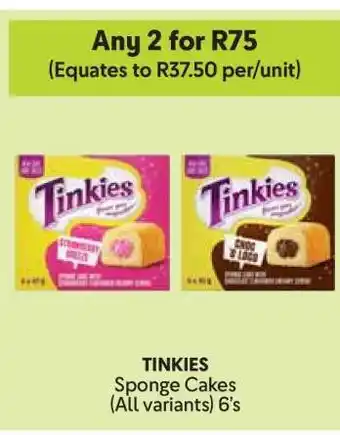 Makro TINKIES Sponge Cakes (All variants) 6's offer
