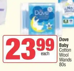 Spar Dove Baby Cotton Wool Wands 80s offer