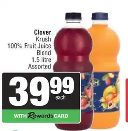 Spar Clover Krush 100 Fruit Juice Blend offer