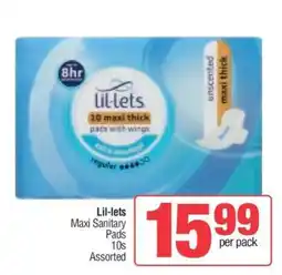 Spar Lil-lets Maxi Sanitary Pads offer