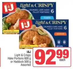 Spar I&J Light & Crispy Hake Portions 600 g or Haddock 500 g offer