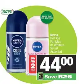 Spar Nivea Roll On For Men or Women offer