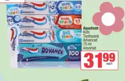 Spar Aquafresh Kids Toothpaste Advanced offer