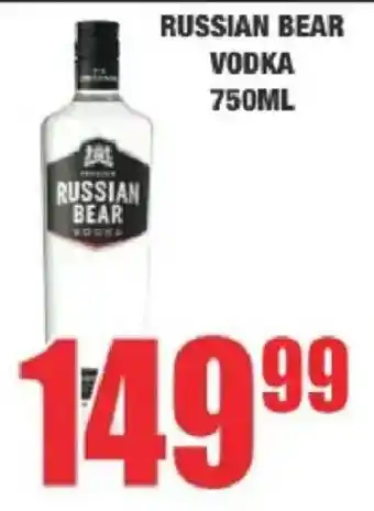 Boxer Liquors Russian bear vodka offer