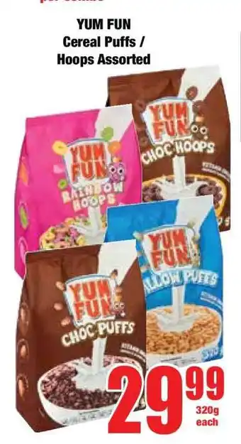 Boxer YUM FUN Cereal Puffs / Hoops Assorted offer