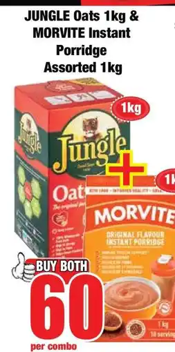 Boxer JUNGLE Oats 1kg & MORVITE Instant Porridge Assorted 1kg offer
