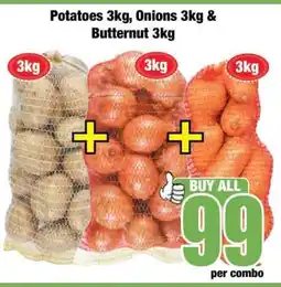 Boxer Potatoes 3kg, Onions 3kg & Butternut 3kg offer