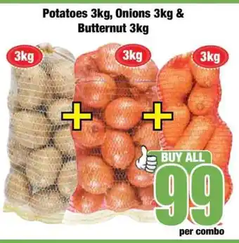 Boxer Potatoes 3kg, Onions 3kg & Butternut 3kg offer
