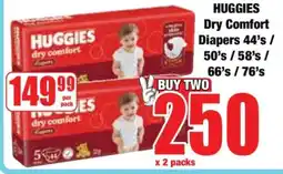 Boxer HUGGIES Dry Comfort Diapers 44's / 50's / 58's / 66's / 76's offer