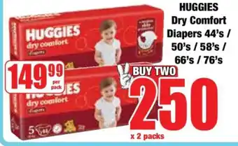 Boxer HUGGIES Dry Comfort Diapers 44's / 50's / 58's / 66's / 76's offer