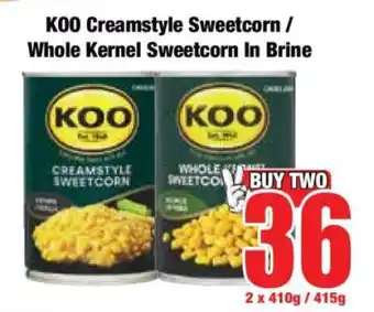 Boxer KOO Creamstyle Sweetcorn / Whole Kernel Sweetcorn In Brine offer