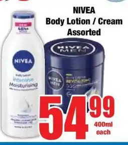 Boxer NIVEA Body Lotion / Cream Assorted offer