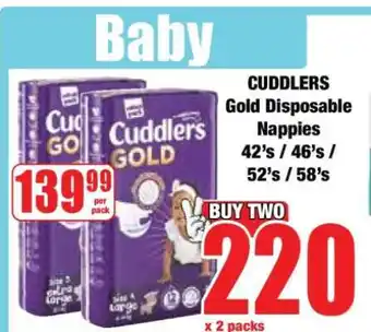 Boxer CUDDLERS Gold Disposable Nappies offer
