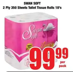 Boxer SWAN SOFT 2 Ply 350 Sheets Toilet Tissue Rolls 18's offer