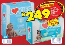 Shoprite Lovies Disposable Nappies/ Pants offer