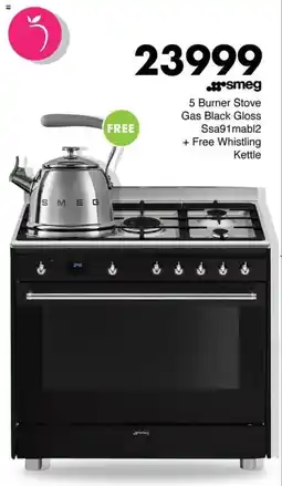 Save Hyper Smeg 5 Burner Stove Gas Black Gloss offer