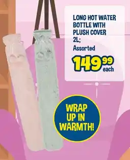 The Crazy Store Long hot water bottle with plush cover assorted offer