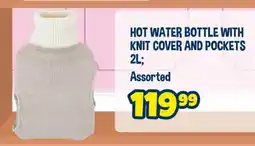The Crazy Store Hot water bottle with knit cover and pockets assorted offer
