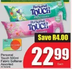 A5 Cash & Carry Personal Touch Fabric Softener Assorted offer