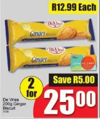 A5 Cash & Carry De Vries Ginger Biscuit offer