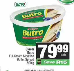 Spar Savemor Clover Butro Full Cream Modified Butter Spread offer