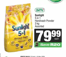 Spar Savemor Sunlight 5 in 1 Handwash Powder Assorted offer
