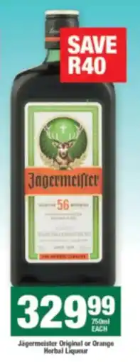 Agrimark Jägermeister Original or Orange Herbal Liqueur offer