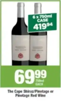 Agrimark The Cape Shiraz/ Pinotage or Pinotage Red Wine offer