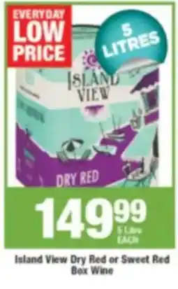 Agrimark Island View Dry Red or Sweet Red Box Wine offer