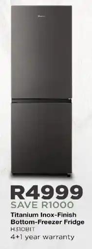 House & Home Hisense Titanium Inox-Finish Bottom-Freezer Fridge offer