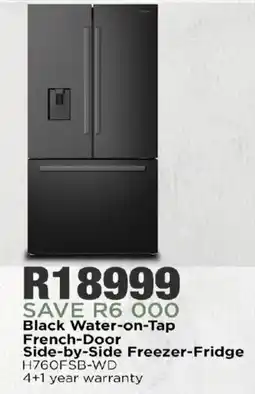 House & Home Hisense Black Water-on-Tap French-Door Side-by-Side Freezer-Fridge offer