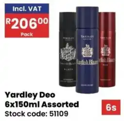 Africa Cash and Carry Yardley Deo Assorted offer