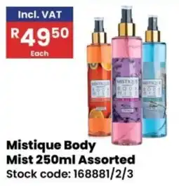 Africa Cash and Carry Mistique Body Mist Assorted offer